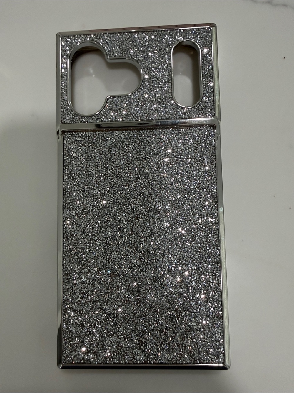 Square Silver Glitter iPhone Case with Sparkle Finish